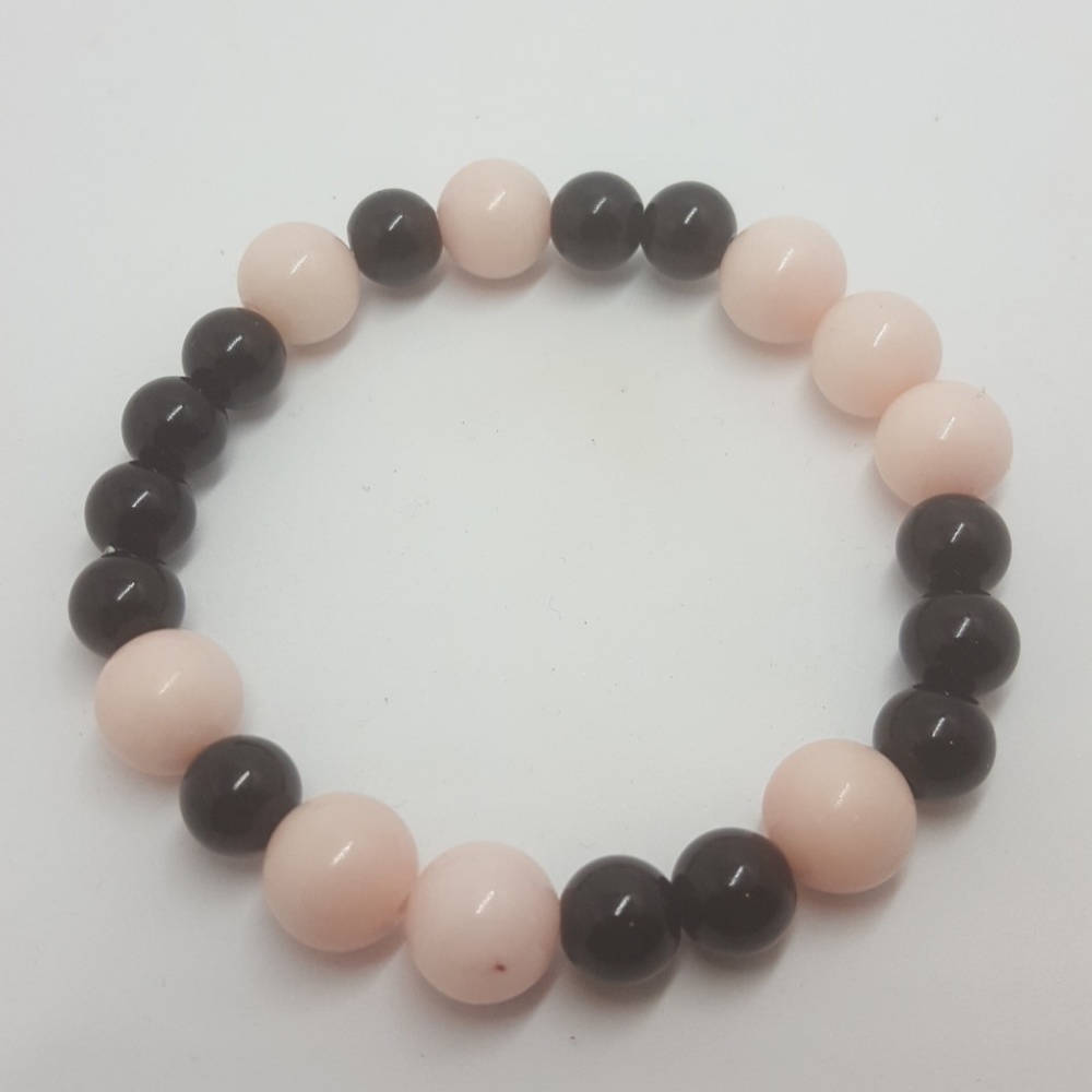 So pretty! Pink Jade and Black Obsidian bracelet